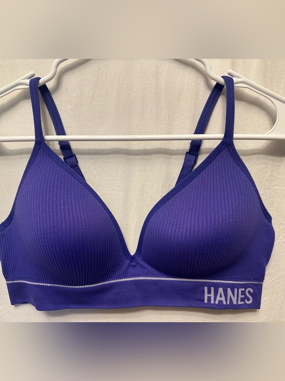 Hanes ComfortFlex Fit Wirefree Bra Cobalt Blue Lightly Padded Size L
